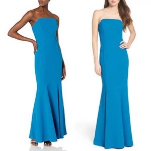 Jill Jill Stuart Blue Strapless Gown New With Tags